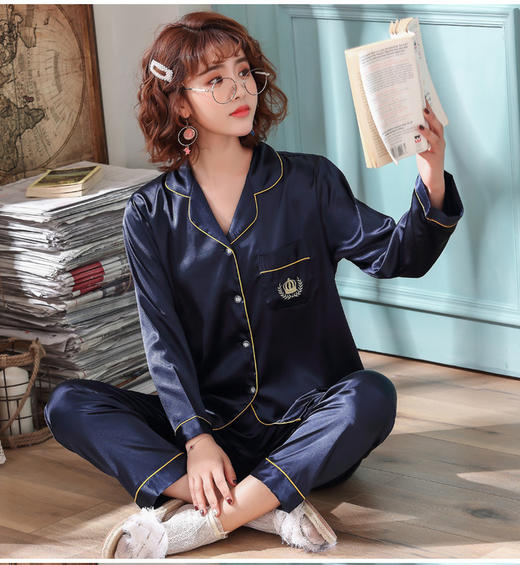 情侣睡衣 男女士女夏春季长袖套装家居服 商品图8