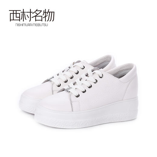 西村名物2020春季新品钻饰休闲厚底舒适系带小白鞋女X20AM16531 商品图2