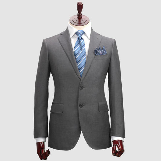 男士百分百羊毛藏青色单排两粒扣平驳领西服西装套装 商品图7
