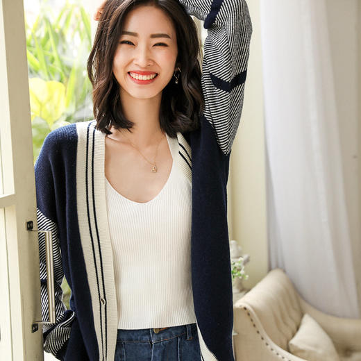 秋装女开衫中长款宽松针织衫打底毛衣休闲外套搭慵懒风女上衣 商品图2