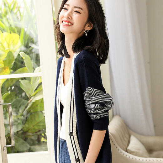 秋装女开衫中长款宽松针织衫打底毛衣休闲外套搭慵懒风女上衣 商品图1