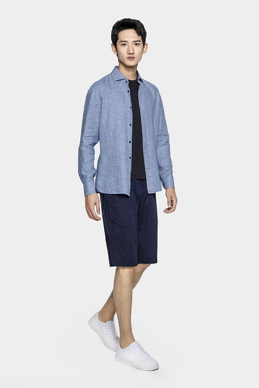 callisto蓝色全亚麻衬衫 SPSTL061BL 商品图3