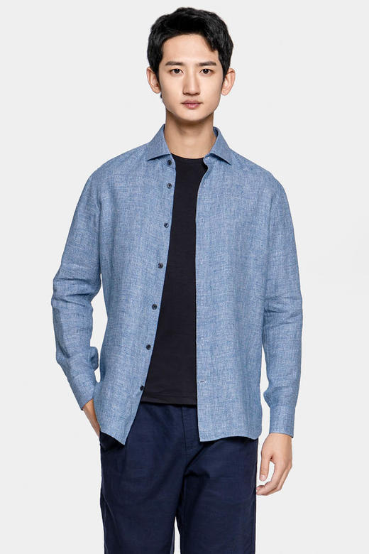 callisto蓝色全亚麻衬衫 SPSTL061BL 商品图0