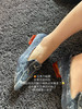 翻绒蛇皮透明亚克力橙色鞋跟小皮鞋 商品缩略图1