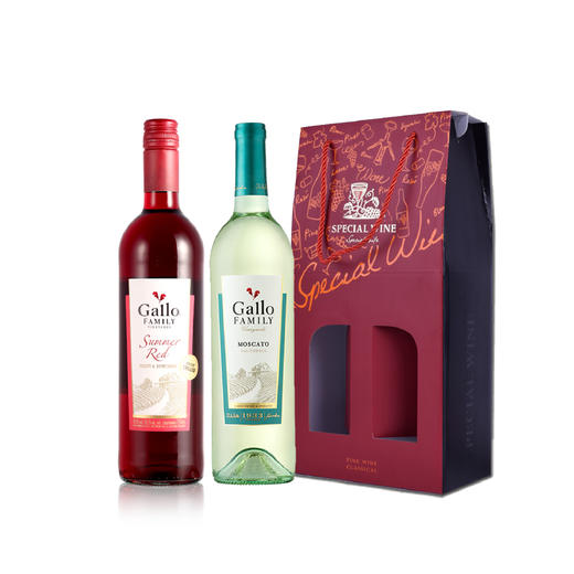 美国嘉露家族庄园夏日红+莫斯卡多白葡萄酒750ml*2精美双支礼盒装 商品图0