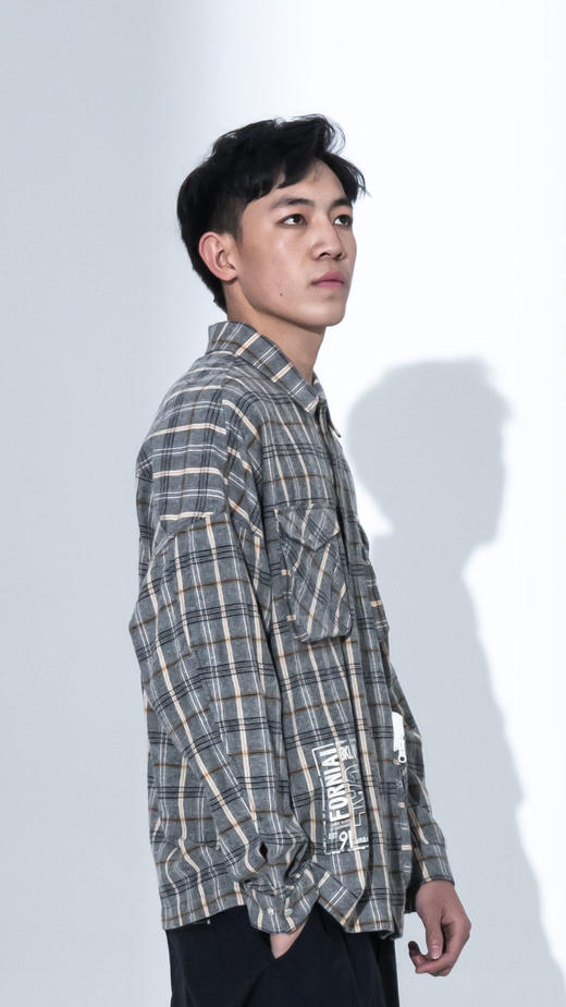 DEC P95092515新款潮流时尚格子多袋上衣百搭基础款衬衫 商品图1