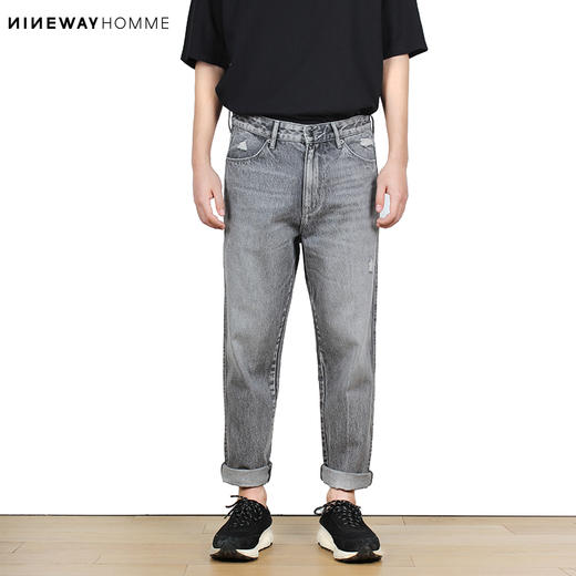 NINE WAY 011N04 2020春季新品合体直筒灰色牛仔裤 商品图0