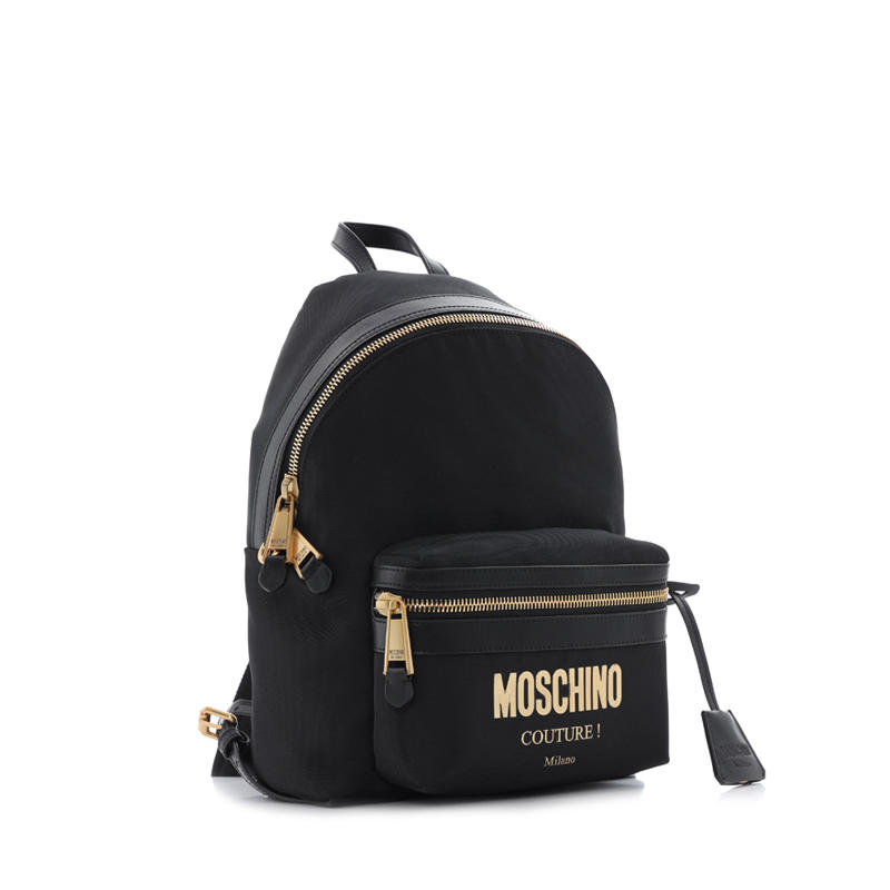 MOSCHINO 莫斯奇诺尼龙拼皮双肩包