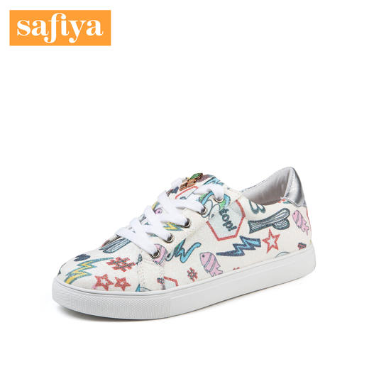 商场同款 | Safiya X emoji合作款休闲系带圆头平底低跟板鞋SF81112152 商品图1