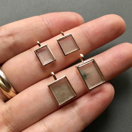 玻璃种翡翠平安无事牌18k玫瑰金镶嵌 商品图2