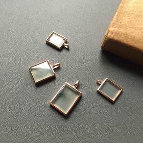 玻璃种翡翠平安无事牌18k玫瑰金镶嵌