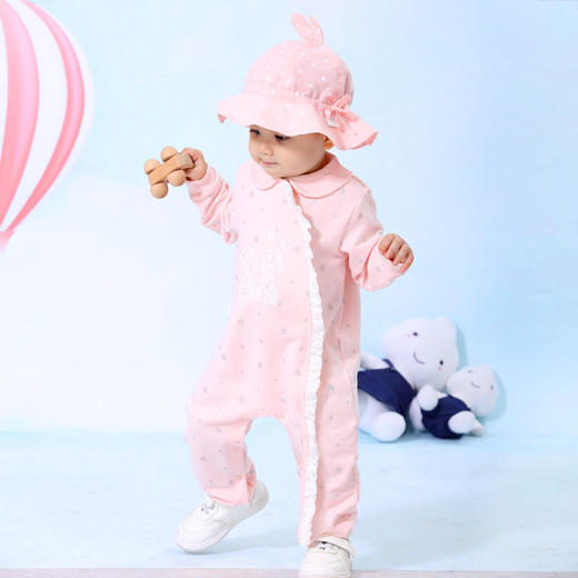 棉果果春秋季女童纯棉偏襟连体衣连身衣哈衣M122720420072 商品图0