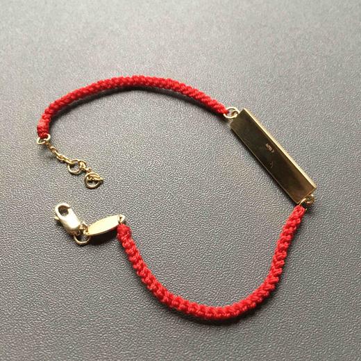 糯冰种阳绿翡翠素面平安无事手绳18k黄金镶嵌 商品图3