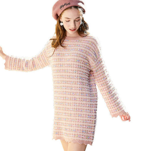 欧芮儿秋冬新长袖小香风连衣裙女中长款小个子 商品图4