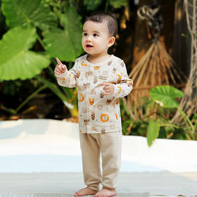 棉果果春秋款新疆彩棉男童纯棉汗布长袖上衣+裤子对开套装M101304120008