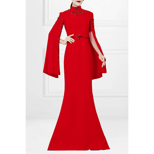 zenaki披风式简约长礼服