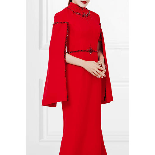 zenaki披风式简约长礼服