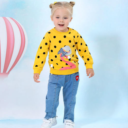 棉果果春秋季女童小毛圈圆点套头卫衣M122180220128 商品图2