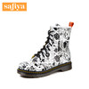 【春节不打烊】Safiya X emoji合作款休闲时尚中跟圆头马丁靴短靴女靴SF81116004 商品缩略图1