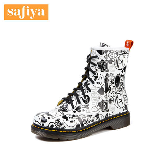 【春节不打烊】Safiya X emoji合作款休闲时尚中跟圆头马丁靴短靴女靴SF81116004 商品图1