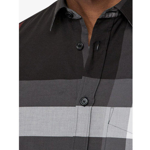 BURBERRY 巴宝莉 男士格纹弹力棉府绸长袖衬衫 8023772 A1008 商品图1