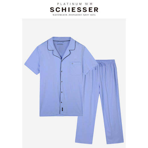 【80支纱100%丝光棉】SCHIESSER/舒雅铂雅男士短袖家居服套装95/15518H 商品图0