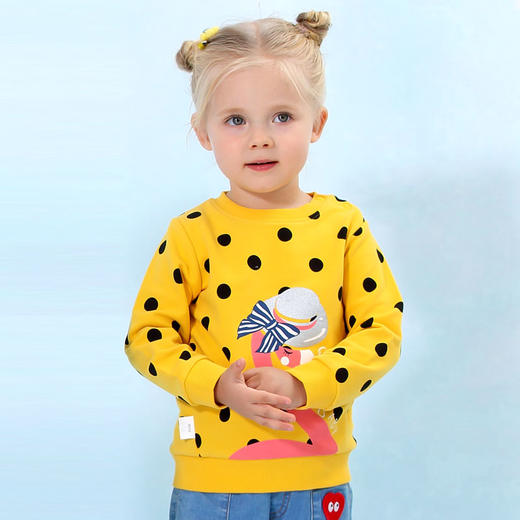 棉果果春秋季女童小毛圈圆点套头卫衣M122180220128 商品图0