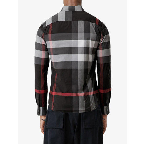 BURBERRY 巴宝莉 男士格纹弹力棉府绸长袖衬衫 8023772 A1008 商品图2