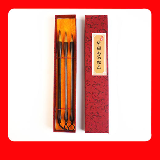 黑檀狼毫毛笔，大中小三支礼盒套装 商品图4