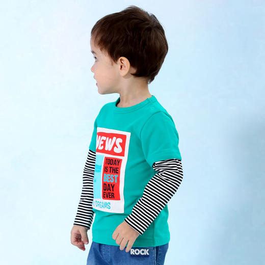 棉果果春秋季男童假两件套头T恤M112140220105 商品图1