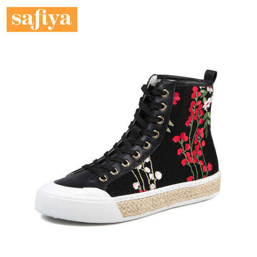 商场同款 |Safiya/索菲娅春秋季系带甜美平底刺绣高帮鞋SF81116102 商品图0