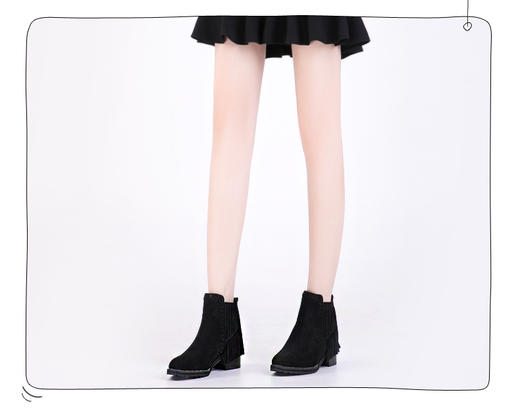 Safiya索菲娅冬季牛反绒粗跟流苏短靴女靴子SF84116169 商品图2