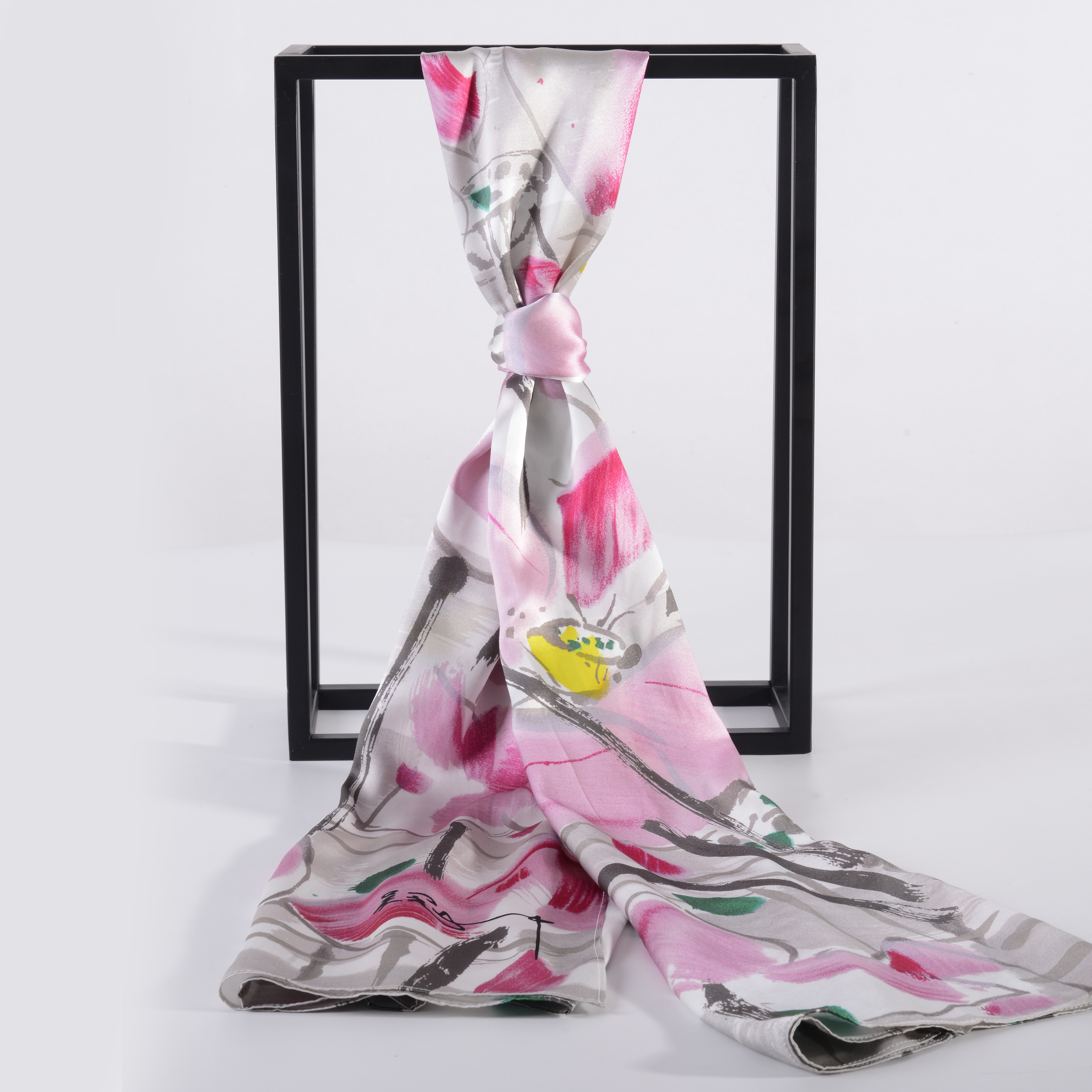 吴冠中艺术丝巾《映日》长巾  桑蚕丝