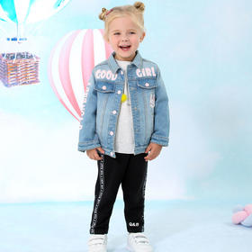 棉果果春秋季女童牛仔外套帽子可拆卸M122100220065
