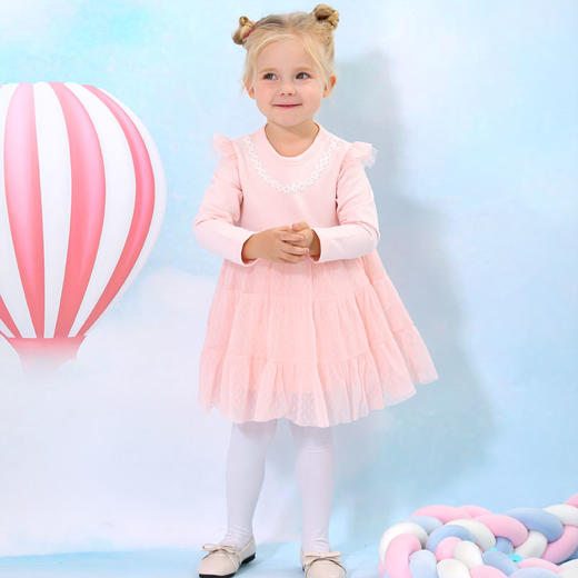 棉果果春秋季女童小毛圈网纱连衣裙M122700420071 商品图0