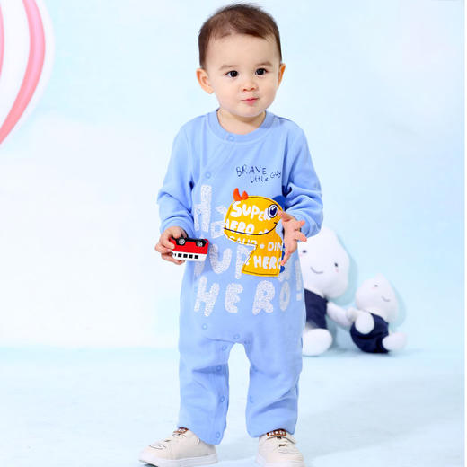 棉果果春秋季男童氨棉棉毛偏襟连体衣M112720220118 商品图1