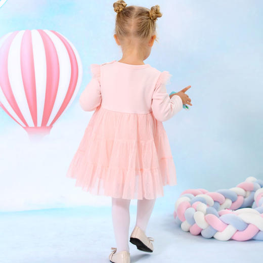 棉果果春秋季女童小毛圈网纱连衣裙M122700420071 商品图2