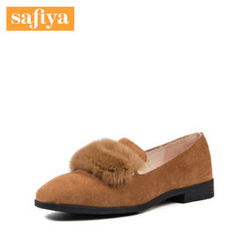 商场同款 | Safiya索菲娅秋季圆头低跟浅口毛毛单鞋女鞋SF83112056