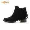 Safiya索菲娅冬季牛反绒粗跟流苏短靴女靴子SF84116169 商品缩略图1
