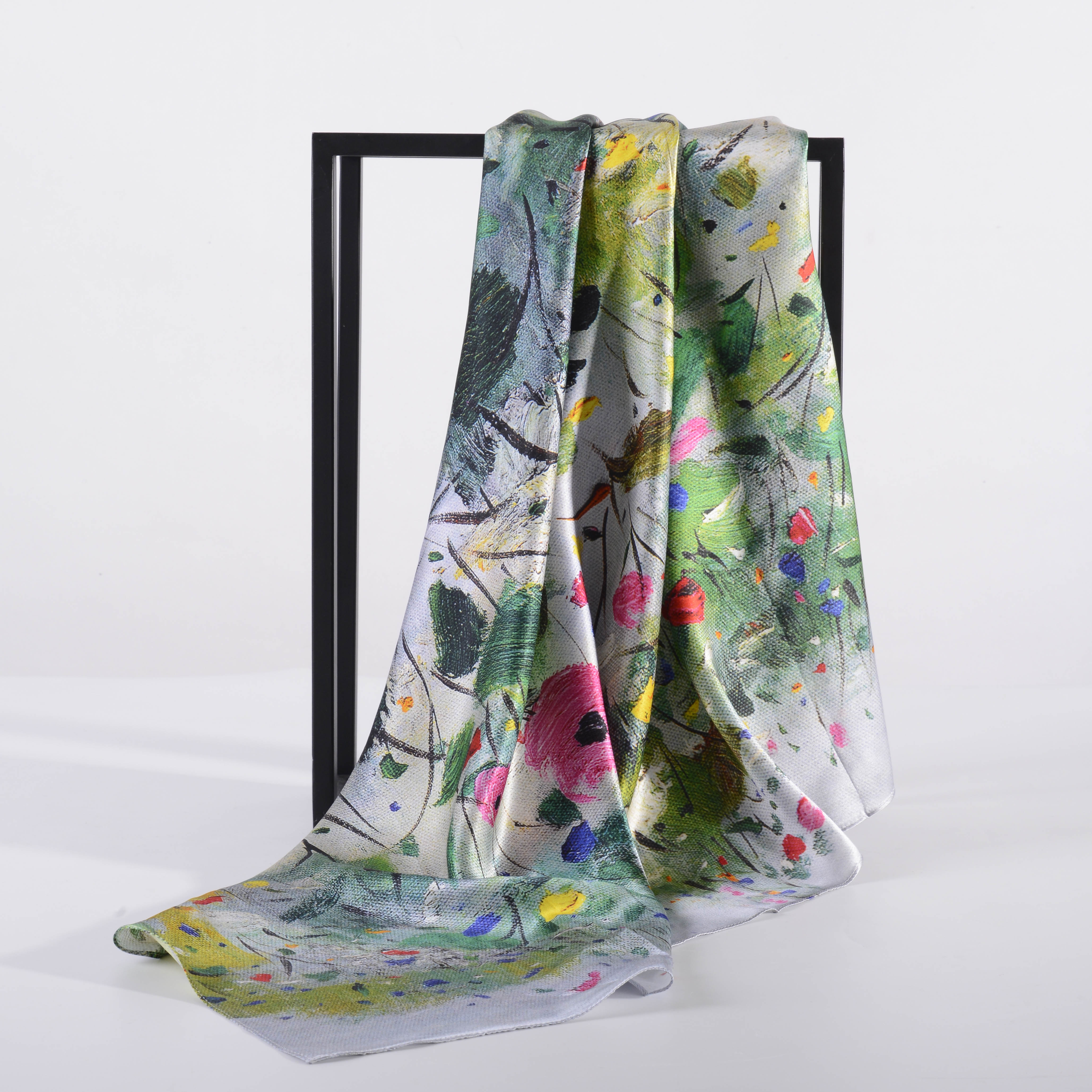 吴冠中艺术丝巾《山花》方巾  桑蚕丝