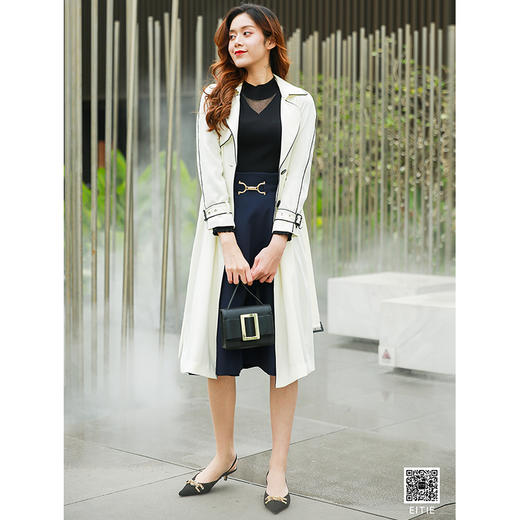 故障下架-EITIE爱特爱春季新款气质垂坠大气收腰显瘦百搭长款风衣外套6104808 商品图8