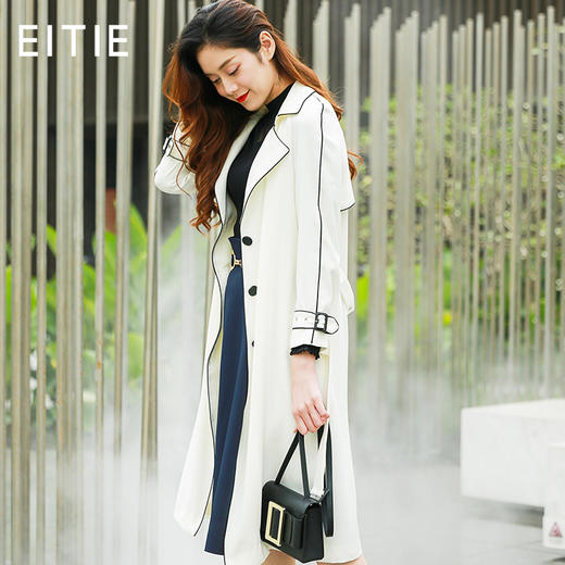 故障下架-EITIE爱特爱春季新款气质垂坠大气收腰显瘦百搭长款风衣外套6104808 商品图7