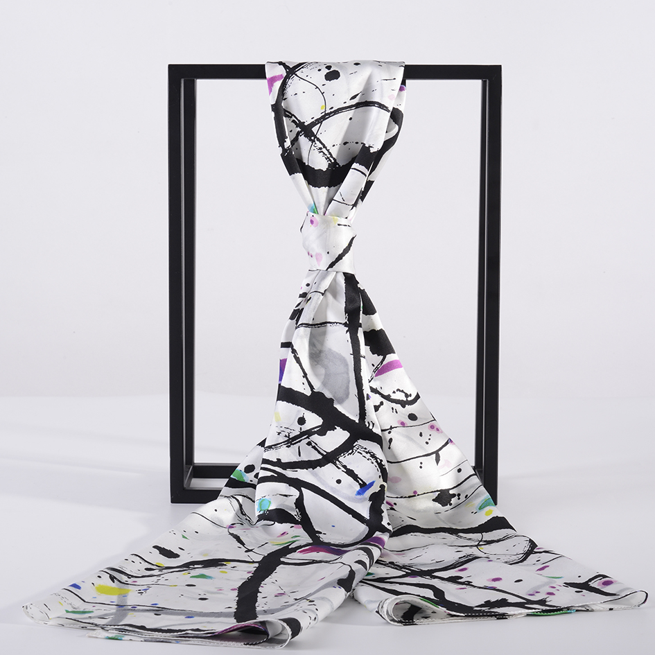 吴冠中艺术丝巾《紫藤》长巾 桑蚕丝