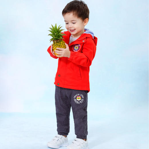 棉果果春秋季男童水洗棉连帽长袖外套M112100220091 商品图1