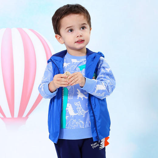 棉果果春秋季男童梭织连帽马夹上装M112171320110 商品图0