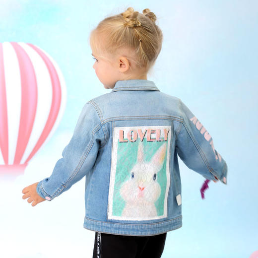 棉果果春秋季女童牛仔外套帽子可拆卸M122100220065 商品图2