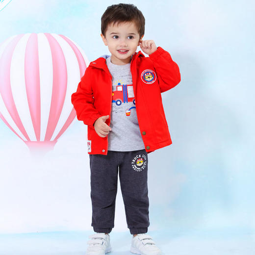 棉果果春秋季男童水洗棉连帽长袖外套M112100220091 商品图0