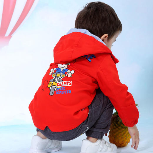 棉果果春秋季男童水洗棉连帽长袖外套M112100220091 商品图5