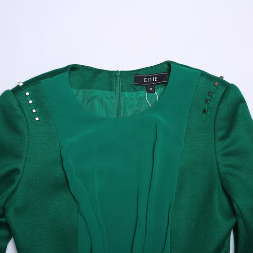 EITIE爱特爱旗舰店女装纯色时尚优雅长袖连衣裙女5007754 商品图2