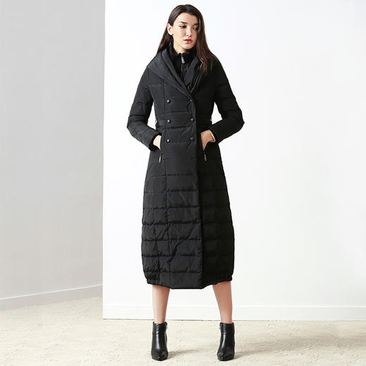 EITIE爱特爱品牌女装商场同款连帽羽绒服女新款白鸭绒中长款5011710 商品图1